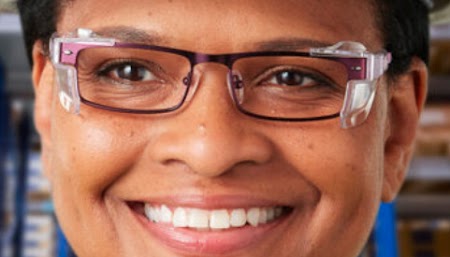 Worker wearing prescription safety glasses